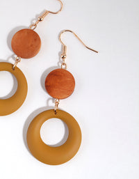 Wooden Matte Olive Drop Earrings - link has visual effect only