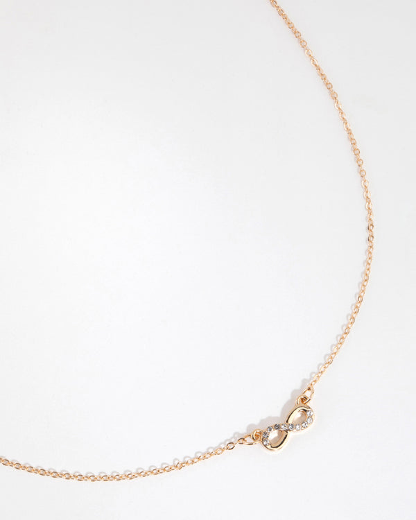 Gold Diamante Infinity Necklace