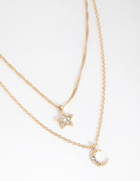 Gold Starry Night Layered Necklace - link has visual effect only