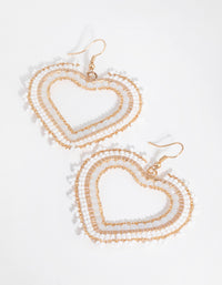 Gold Beaded Heart Drop Earrings - link has visual effect only