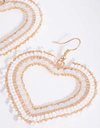 Gold Beaded Heart Drop Earrings - link has visual effect only