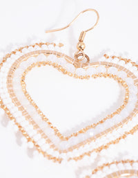 Gold Beaded Heart Drop Earrings - link has visual effect only