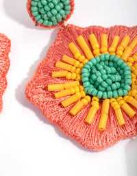 Seed Bead Statement Flower Drop Earrings - link has visual effect only