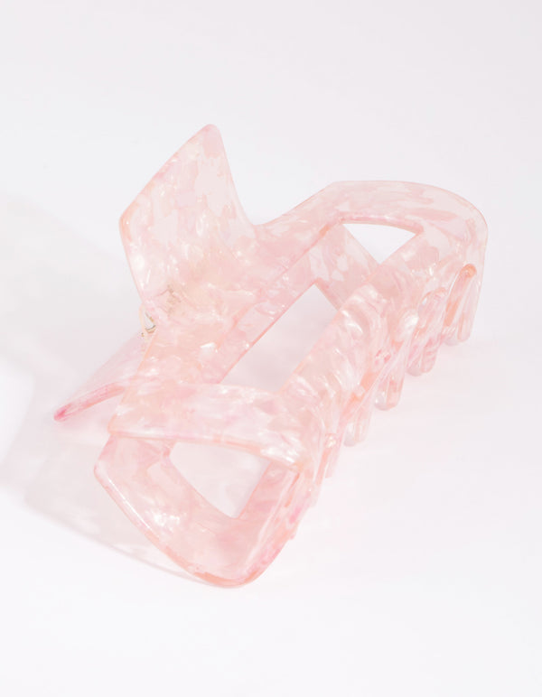 Rectangular Marbled Pink Acrylic Claw