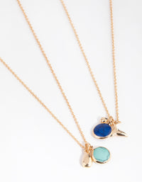 Gold & Blue Semi-Precious Jingle Necklace Pack - link has visual effect only