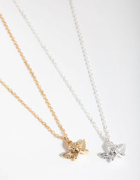 18ct Gold & Silver Plated Cherub Necklace Set - link has visual effect only