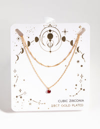 18ct Gold Plated January Garnet Cubic Zirconia Necklace Set - link has visual effect only