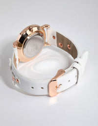 Rose Gold Daisy Detail PU Strap Watch - link has visual effect only