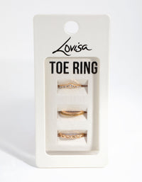 Gold Diamante Band Toe Ring Pack - link has visual effect only