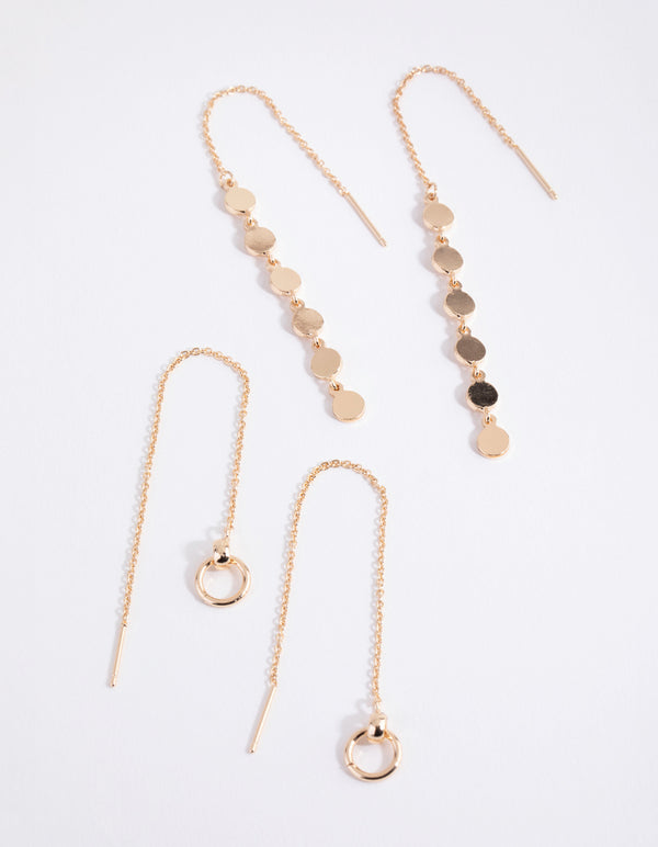 Gold Circle & Disc Earring Set