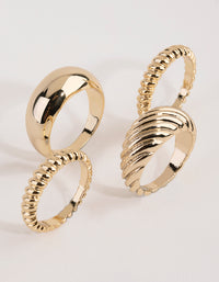 Gold Plated Twisted & Plain Ring Set - link has visual effect only