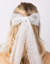 Pearl Detail Mesh Bow Clip - link has visual effect only