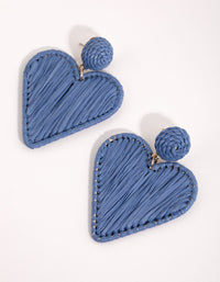 Gold Raffia Heart Drop Earrings - link has visual effect only