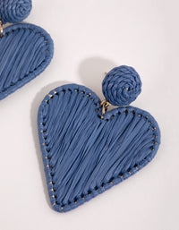 Gold Raffia Heart Drop Earrings - link has visual effect only