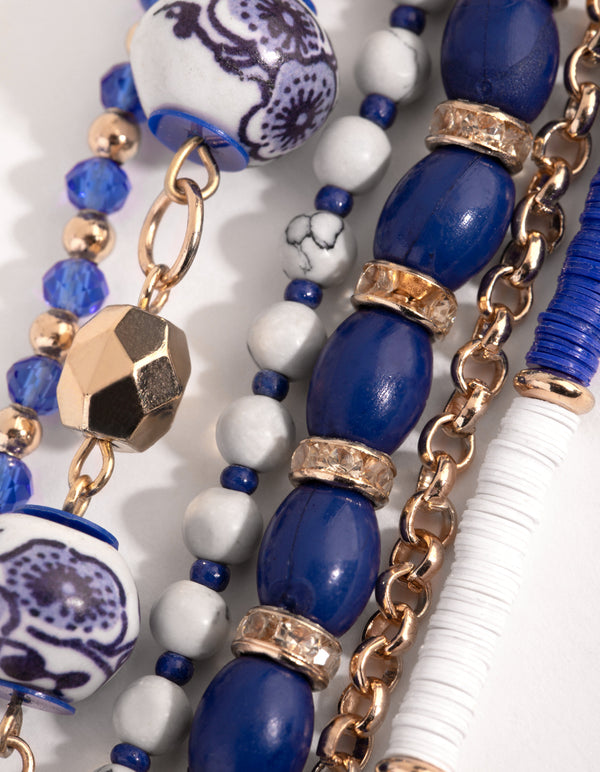 Gold Multi Bead Porcelain Bracelet Lovisa