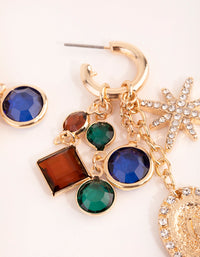 Gold Star & Stone Cluster Earrings - link has visual effect only