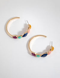 Gold Geo Cut Stone Hoop Earrings - link has visual effect only