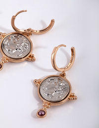 Mixed Metal Encased Coin Hoop Earrings - link has visual effect only