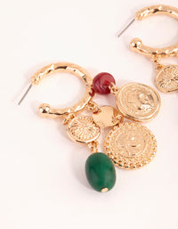 Gold Coin & Bead Cluster Hoop Earrings - link has visual effect only