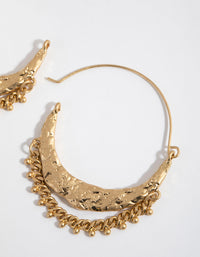 Washed Gold Quarter Moon Jingle Hoop Earrings - link has visual effect only