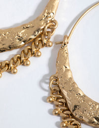 Washed Gold Quarter Moon Jingle Hoop Earrings - link has visual effect only