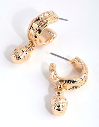 Gold Small Chunky Crater Hoop Earrings - link has visual effect only