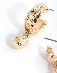 Gold Small Chunky Crater Hoop Earrings - link has visual effect only