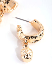 Gold Small Chunky Crater Hoop Earrings - link has visual effect only