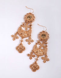 Gold Fancy Filigree Drop Earrings - link has visual effect only