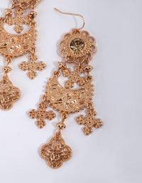 Gold Fancy Filigree Drop Earrings - link has visual effect only