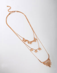 Worn Gold Butterfly Multi Layer Necklace - link has visual effect only