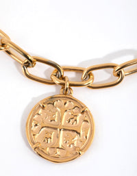 Gold Plated Surgical Steel Coin Oval Chain Necklace - link has visual effect only