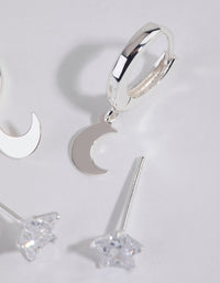 Sterling Silver Celestial Stud & Huggie Earring Set - link has visual effect only