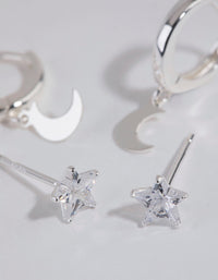 Sterling Silver Celestial Stud & Huggie Earring Set - link has visual effect only