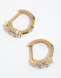 Gold Plated Sterling Silver Round Cubic Zirconia Huggie Earrings - link has visual effect only