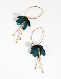 Green Mini Flower Drop Earrings - link has visual effect only