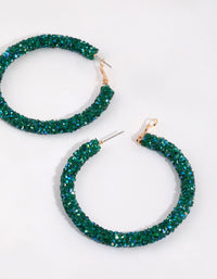 Green Glitter Cluster Hoop Earrings - link has visual effect only