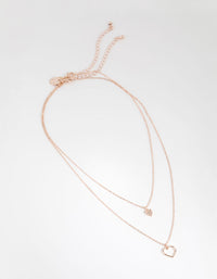 Rose Gold Double Heart Layered Necklace - link has visual effect only