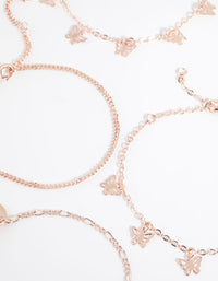 Rose Gold Cut Out Butterfly Bracelet & Anklet Pack - link has visual effect only