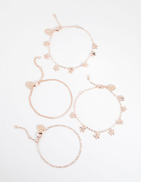 Rose Gold Cut Out Butterfly Bracelet & Anklet Pack