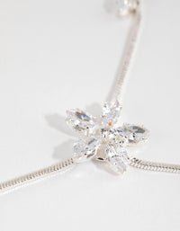 Silver Cubic Zirconia Flower Vine Y Necklace - link has visual effect only