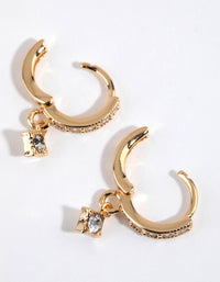 Gold Plated Dainty Drop Huggie Earrings - link has visual effect only