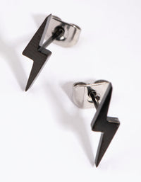 Matte Black Lightning Bolt Stud Earrings - link has visual effect only