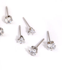 Surgical Steel Cubic Zirconia Mixed Shape Stud Earrings - link has visual effect only