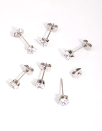 Surgical Steel Cubic Zirconia Mixed Shape Stud Earrings - link has visual effect only