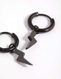 Matte Black Lightning Bolt Huggie Earrings - link has visual effect only