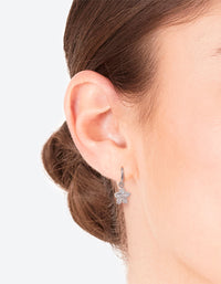 Surgical Steel Cubic Zirconia Flower Sleeper Earrings - link has visual effect only