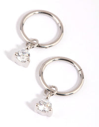 Surgical Steel Cubic Zirconia Charm Sleeper Earrings - link has visual effect only