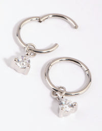 Surgical Steel Cubic Zirconia Charm Sleeper Earrings - link has visual effect only