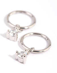 Surgical Steel Cubic Zirconia Charm Sleeper Earrings - link has visual effect only